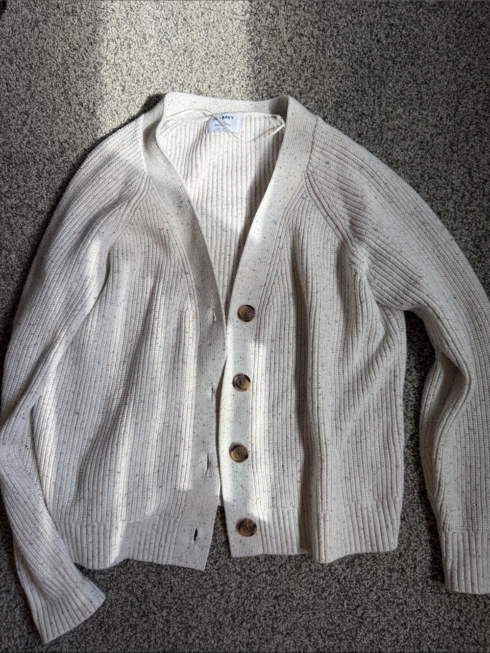 Old Navy Women’s Cream Speckled Button-Up Cardigan